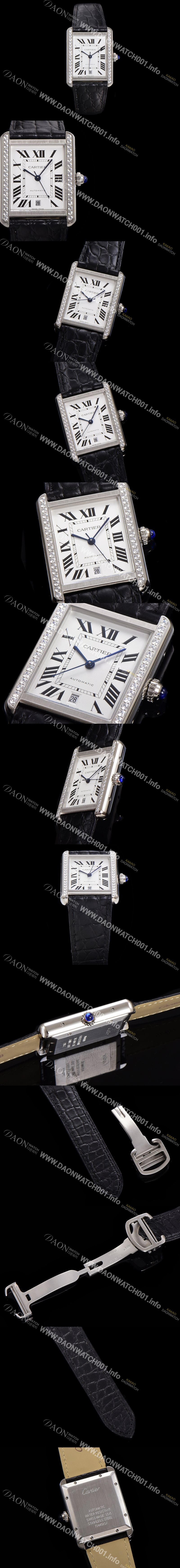 레플리카 [까르띠에] 남성용 탱크 솔로 WSTA0029 로마 인덱스 40.85mm 큐빅베젤 화이트 다이얼 악어가죽줄 오토매틱 car69348
