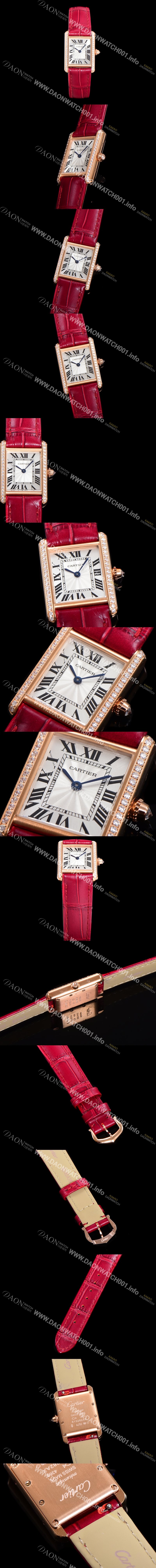 레플리카 [까르띠에] 여성용 탱크 WJTA0010 쥬얼 다이아몬드 베젤 화이트 실버 썬더스트 다이얼 쿼츠 무브먼트 car69350