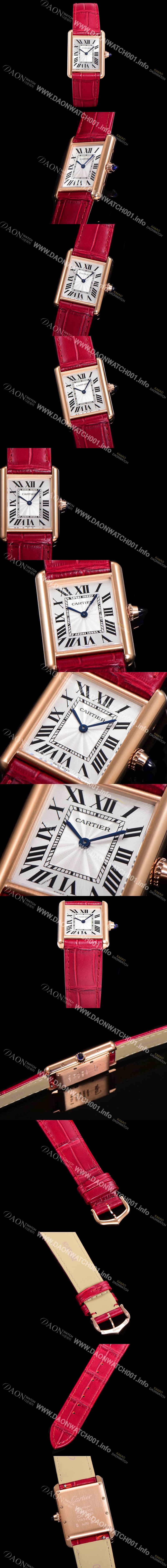 레플리카 [까르띠에] 여성용 탱크 W1529756 쥬얼 18K 로즈골드 화이트 실버 썬더스트 다이얼 쿼츠 무브먼트 car69351
