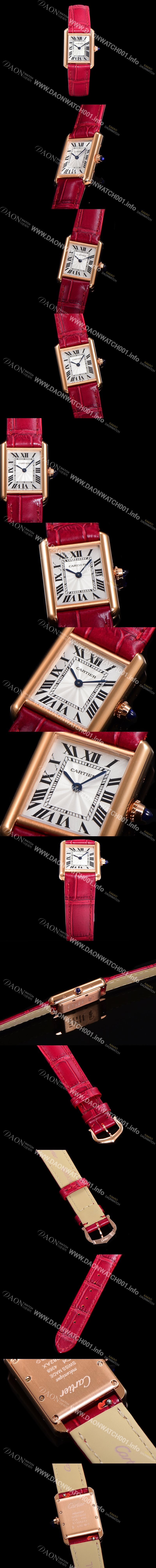 레플리카 [까르띠에] 여성용 탱크 WGTA0010 쥬얼 18K 로즈골드 화이트 실버 썬더스트 다이얼 쿼츠 무브먼트 car69352