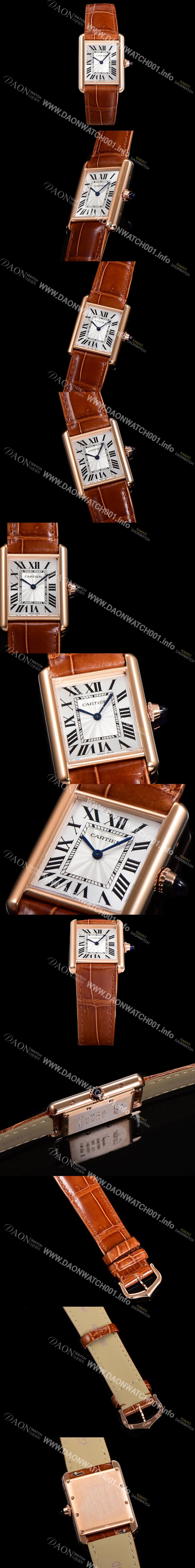 레플리카 [까르띠에] 여성용 신상 탱크 WGTA0011 실버 다이얼 33.7mm 로즈골드 악어가죽 쿼츠 무브먼트 car69355