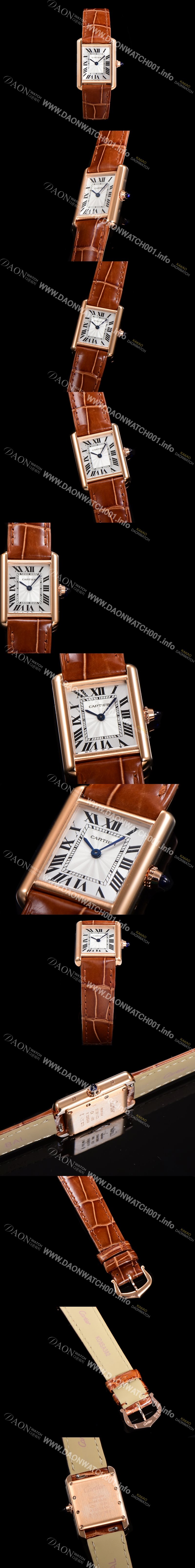 레플리카 [까르띠에] 여성용 신상 탱크 WGTA0010 실버 다이얼 29mm 로즈골드 악어가죽 쿼츠 무브먼트 car69356