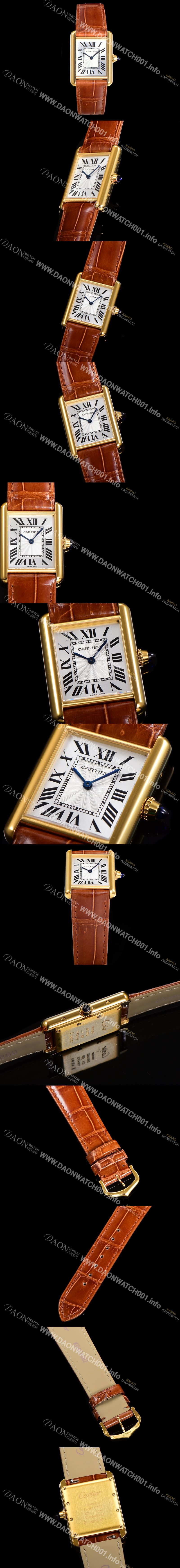 레플리카 [까르띠에] 여성용 신상 탱크 W1529756 실버 다이얼 33.7mm 옐로우골드 악어가죽 쿼츠 무브먼트 car69359