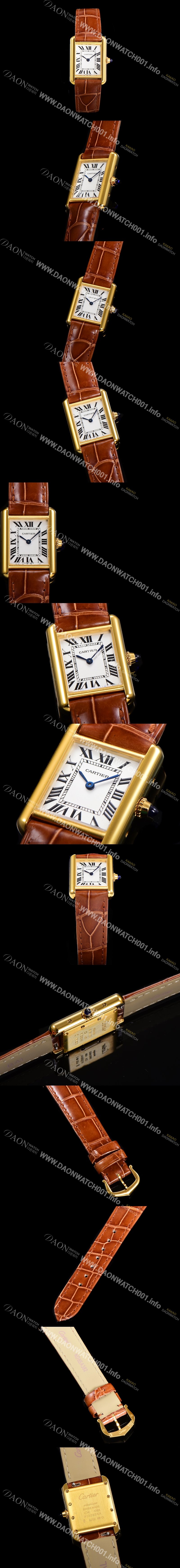 레플리카 [까르띠에] 여성용 신상 탱크 W1529856 실버 다이얼 29mm 옐로우골드 악어가죽 쿼츠 무브먼트 car69360
