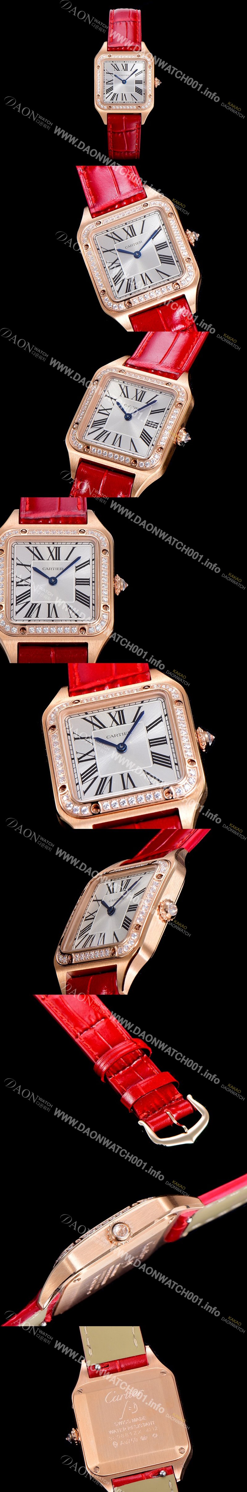 레플리카 [까르띠에]여성용 산토스 두몽트 쿼츠 38미리 S/S  금장시계 보석/큐빅 튜닝 실버다이얼 CAR26865