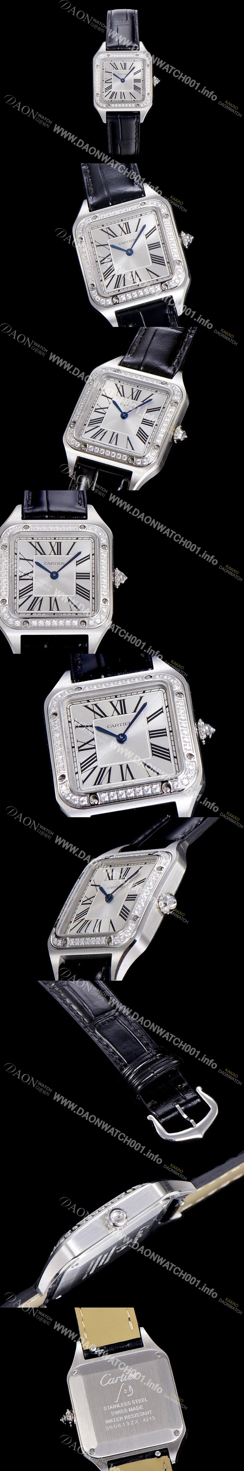 레플리카 [까르띠에]남여공용 산토스 두몽트 쿼츠 커플시계 43미리/38미리 M/S 보석/큐빅 튜닝 실버다이얼 CAR14821