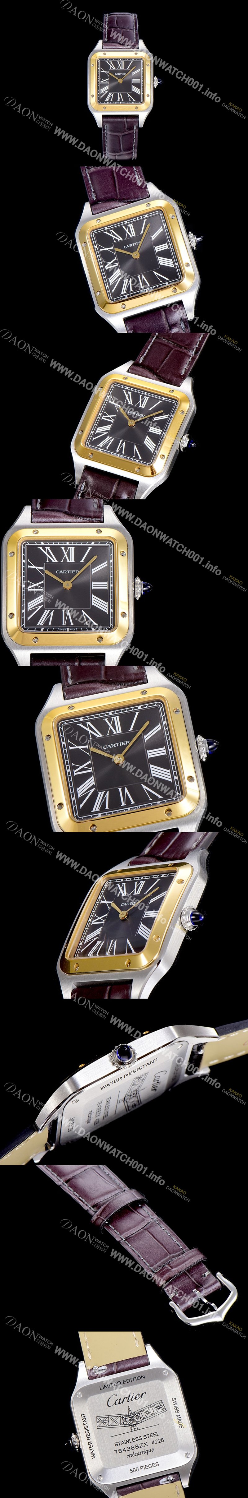 레플리카 [까르띠에]남여공용 산토스 두몽트 쿼츠 커플시계 38미리 43미리/38미리 M/S 블랙다이얼 CAR81631