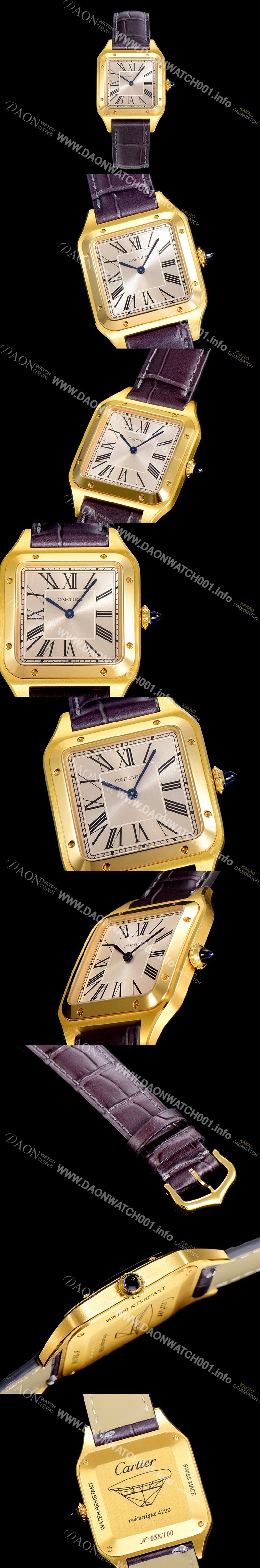 레플리카 [까르띠에]남여공용 산토스 두몽트 쿼츠 커플시계 18K 옐루골드 38미리 43미리/38미리 M/S 실버다이얼 CAR50473