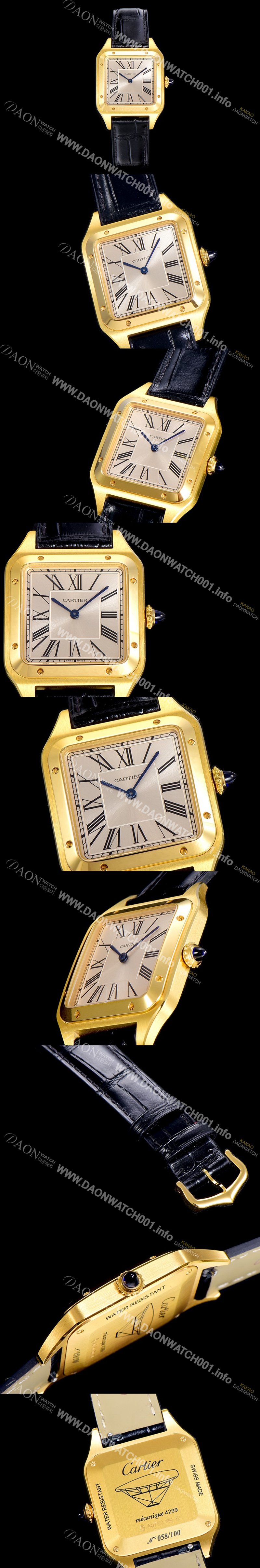 레플리카 [까르띠에]남여공용 산토스 두몽트 쿼츠 커플시계 18K 옐루골드 38미리 43미리/38미리 M/S 실버다이얼 CAR70866