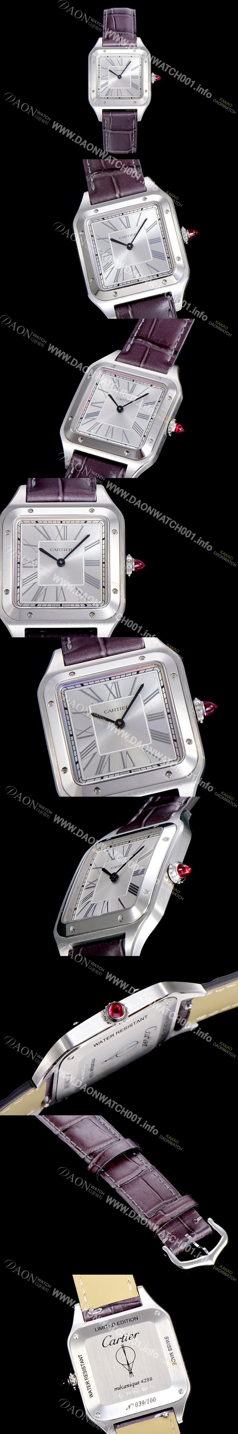 레플리카 [까르띠에]남여공용 산토스 두몽트 쿼츠 커플시계 38미리 43미리/38미리 M/S 실버다이얼 CAR29758