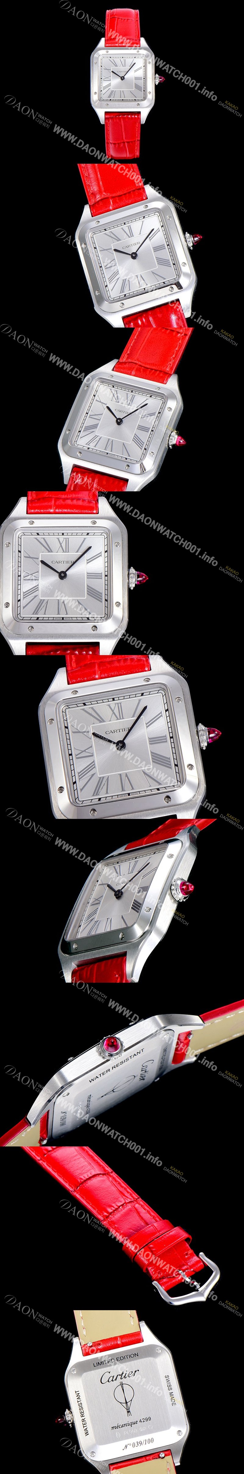 레플리카 [까르띠에]남여공용 산토스 두몽트 쿼츠 커플시계 38미리 43미리/38미리 M/S 실버다이얼 CAR78582