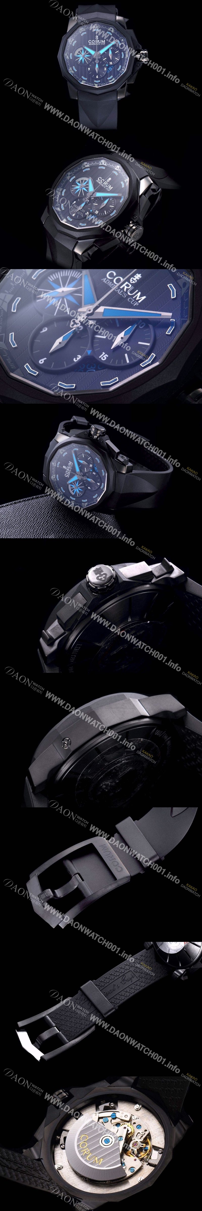 레플리카 [코럼] 남성용 어드미럴스컵 크로노그래프 블랙다이이얼 48m COR020