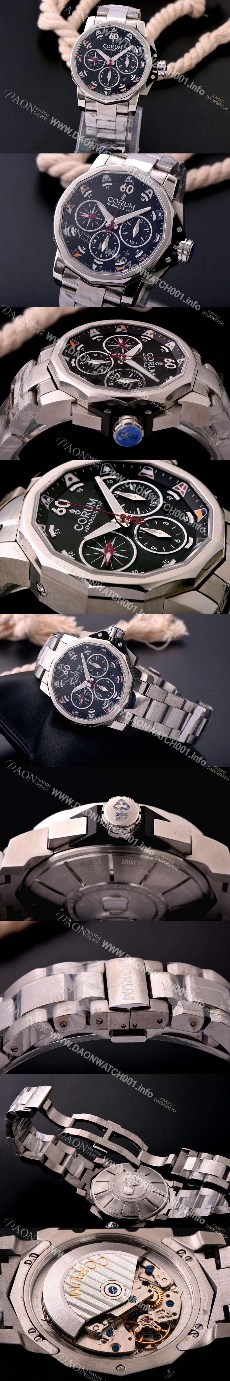 레플리카 [코럼] 남성용 어드미럴 컵 첼린져 44 크로노그래프 블랙다이얼 COR012