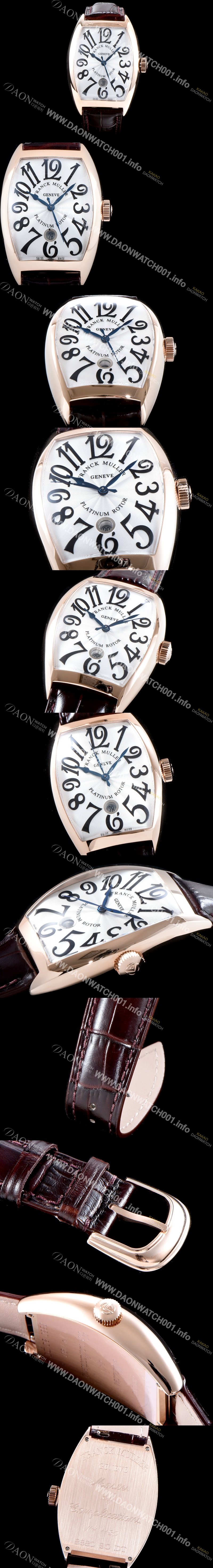 레플리카 [프랭크 뮬러] 남성용 최신버전 업그레이드형 카사블란카 5850 SC 플래티넘 로터!! 화이트&실버 물결무늬 다이얼 스위스 ETA 2824-A2오토매틱 FRA0401