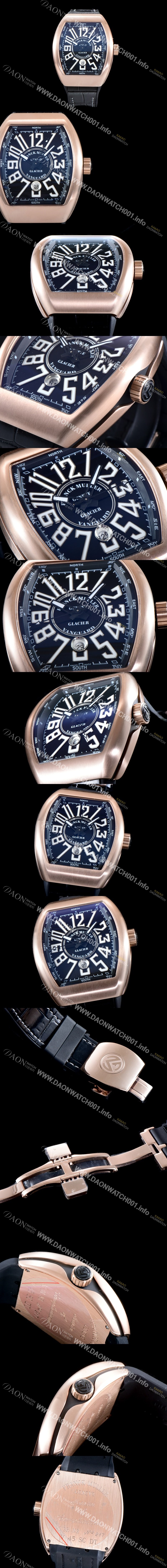 레플리카 [프랭크 뮬러] 남성용 마스터 컴플리케이션 V45 SC DT YACHTING 5N 뱅가드 요팅!! 고급스러운 18K로즈골드 케이스 블랙 다이얼 스위스 ETA 2824-A2오토매틱 FRA0453