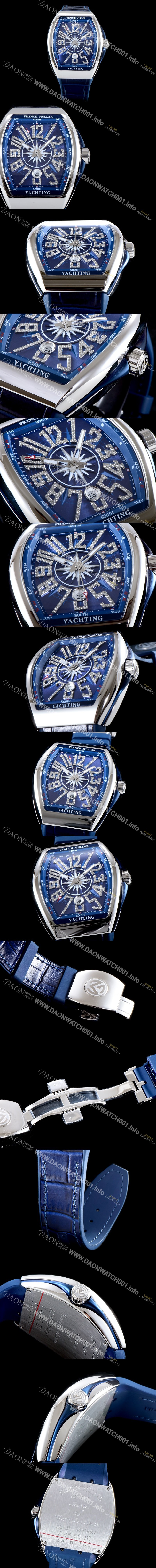 레플리카 [프랭크 뮬러] 남성용 마스터 컴플리케이션 V 45 SC DT YACHTING 5N 뱅가드 요팅!! 다이아몬드 셋팅 인덱스 블루 다이얼 스위스 ETA 2824-A2오토매틱 FRA0455