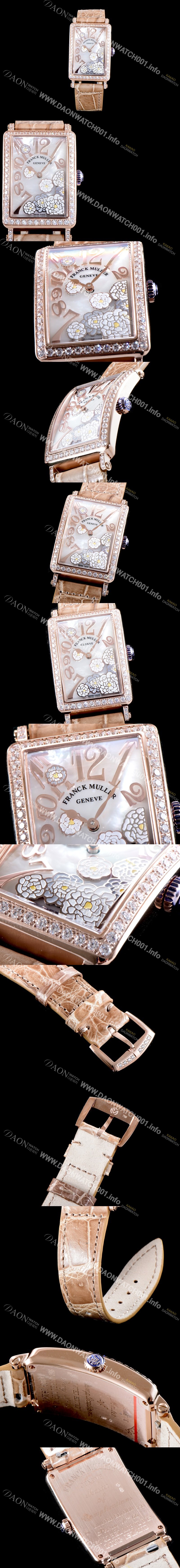 레플리카 [프랭크뮬러] 여성용 롱아일렌드 952 QZ ORC D 1R 컬력션 최상급 퀄리티의 쥬얼셋팅 케이스 화이트 마더 오브 펄 다이얼 스위스 쿼츠 무브먼트 FRA0410