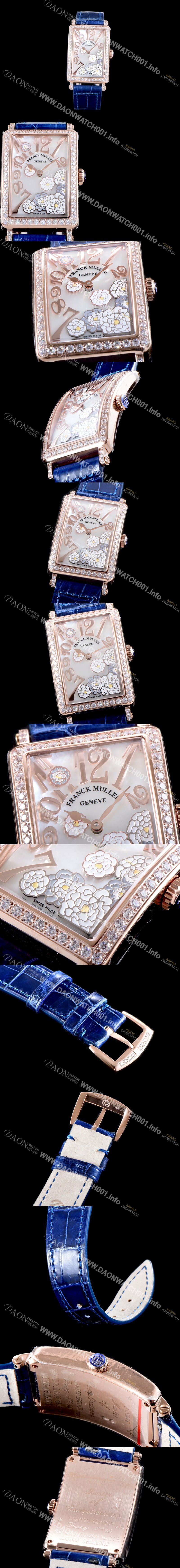 레플리카 [프랭크뮬러] 여성용 롱아일렌드 952 QZ ORC D 1R 컬력션 최상급 퀄리티의 쥬얼셋팅 케이스 화이트 마더 오브 펄 다이얼 스위스 쿼츠 무브먼트 FRA0415