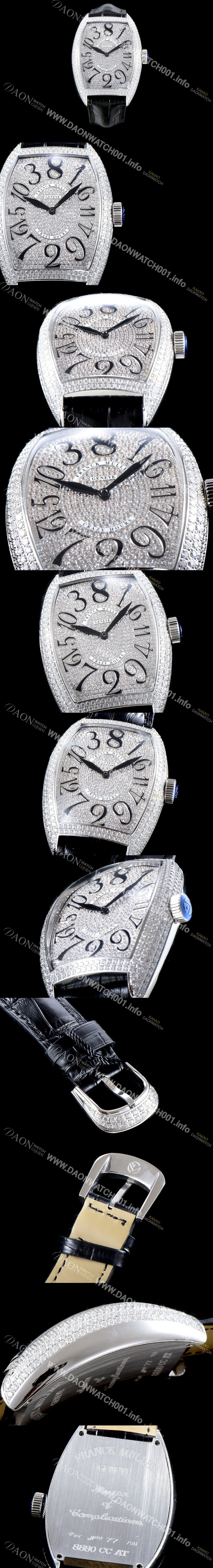 레플리카 [프랭크 뮬러] 남성용 크레이지 아워스 8880 CH 풀 다이아셋팅!! 18K 화이트골드 오토매틱 무브먼트 FRA0400