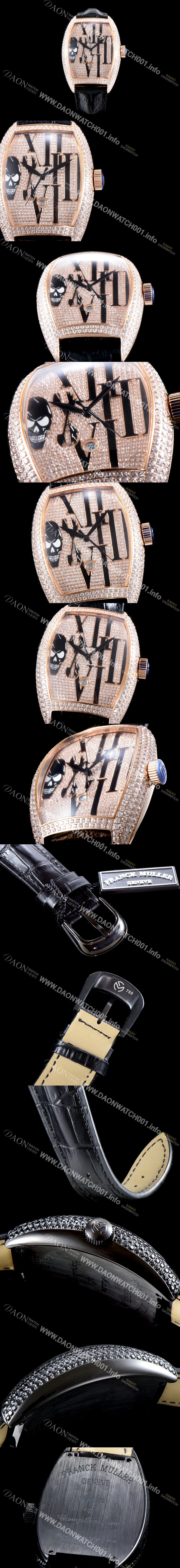 레플리카 [프랭크 뮬러] 남성용 인피니티 2267 QZ COL DRM 스컬 워치!! 풀 다이아셋팅 18k 로즈골드 오토매틱 무브먼트 FRA0400