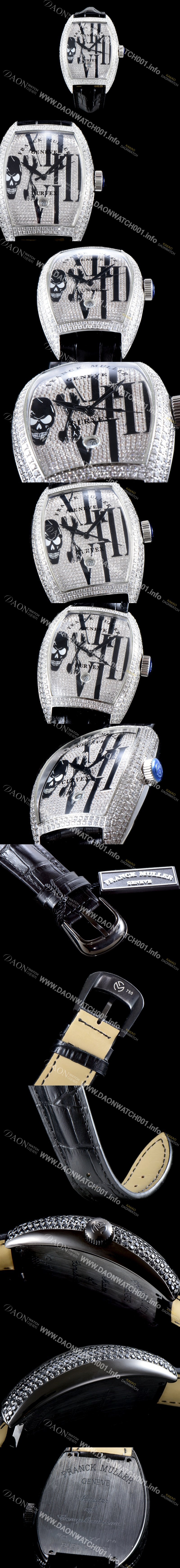 레플리카 [프랭크 뮬러] 남성용 인피니티 2267 QZ COL DRM 스컬 워치!! 풀 다이아셋팅 18k 화이트골드 오토매틱 무브먼트 FRA0403