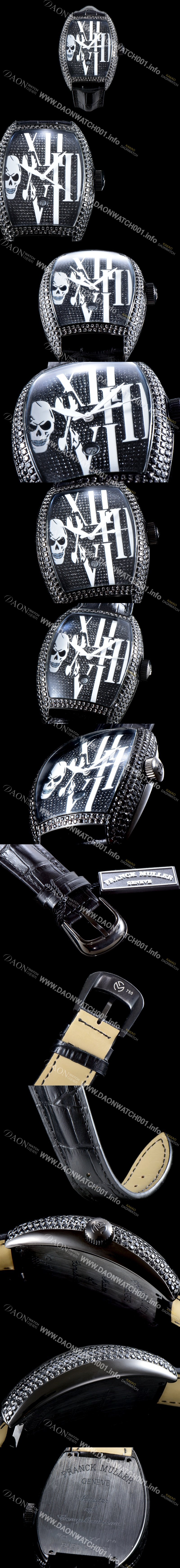 레플리카 [프랭크 뮬러] 남성용 인피니티 2267 QZ COL DRM 스컬 워치!! 풀 블랙 다이아셋팅 PVD 코팅 케이스 오토매틱 무브먼트 FRA0400