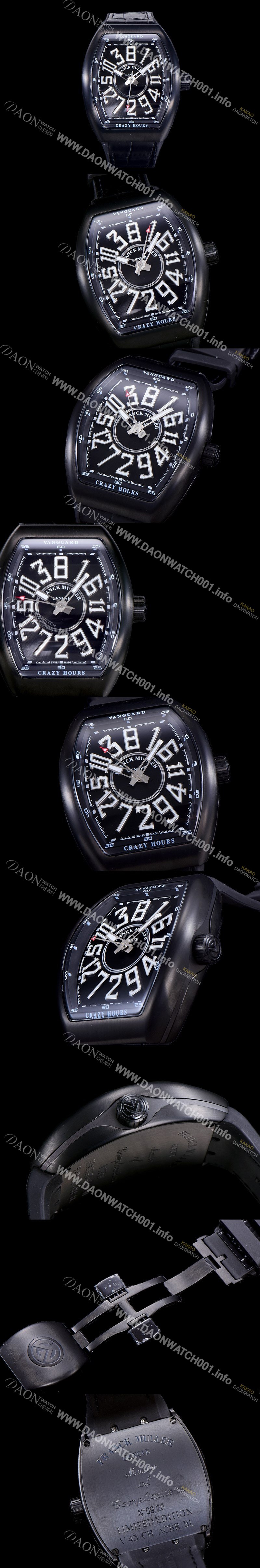 레플리카 [프랭크뮬러] 남성용 뱅가드 오토매틱 CZ02타입 44미리 PVD코팅 케이스 가죽줄/스트랩 블랙다이얼 FRA73831