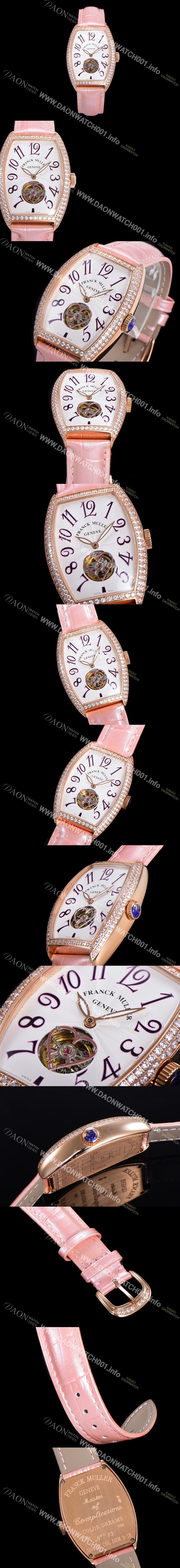 프랭크뮬러 상트레 커백스 쿼츠(SWISS) 보석/다이아 케이스 여성용시계 18K 로즈골드 가죽줄 화이트다이얼 fra029458721