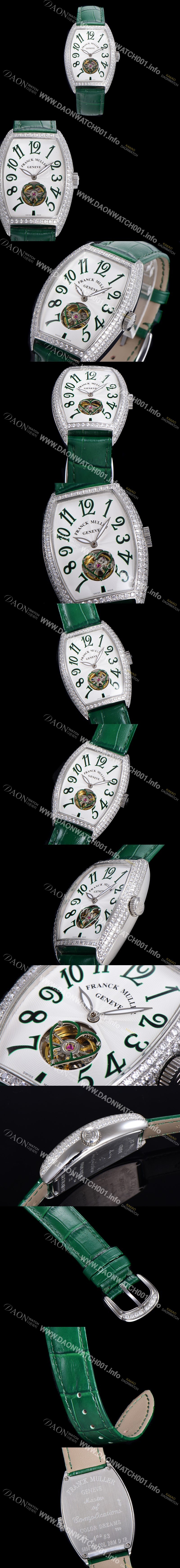 레플리카 [프랭크뮬러] 여성용 상트레 커백스 오토매틱 보석/다이아 케이스 여성용시계 가죽줄 화이트다이얼  fra78049