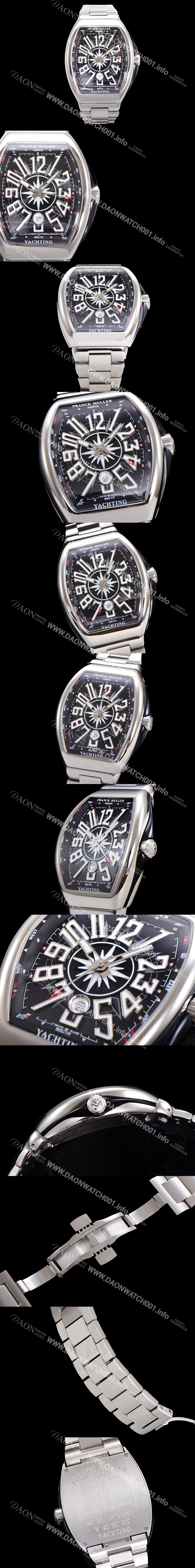 레플리카 [프랭크뮬러] 남성용 뱅가드 오토매틱 ETA2824 타입 45mm 메탈줄 블랙다이얼 fra4469