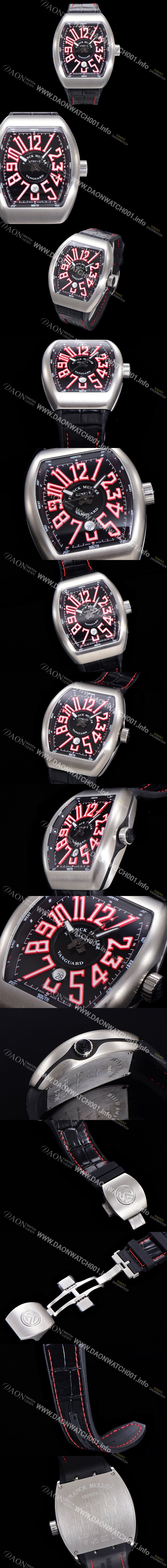 레플리카 [프랭크뮬러] 남성용 뱅가드 2824 므브먼트 오토매틱 44미리 러버밴드 블랙다이얼 FRA75477