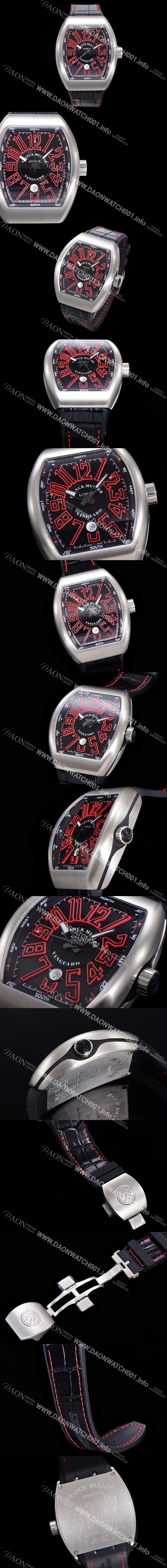 레플리카 [프랭크뮬러] 남성용 뱅가드 2824 므브먼트 오토매틱 44미리 러버밴드 블랙다이얼 FRA75486