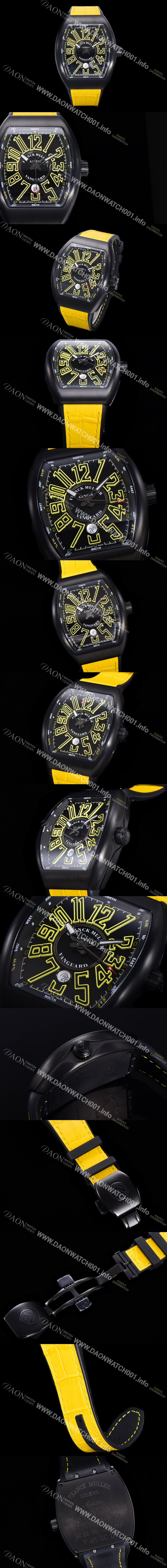 레플리카 [프랭크뮬러] 남성용 V 45 SC DT 뱅가드 2824 므브먼트 오토매틱 44미리 PVD코팅 케이스 러버밴드 블랙다이얼 FRA75493