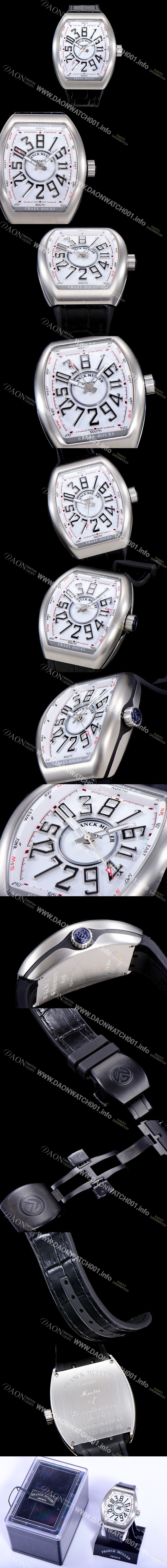 레플리카 [프랭크뮬러] 남성용 뱅가드 오토매틱 CZ02타입 44미리 가죽줄/스트랩 화이트다이얼 FRA79429