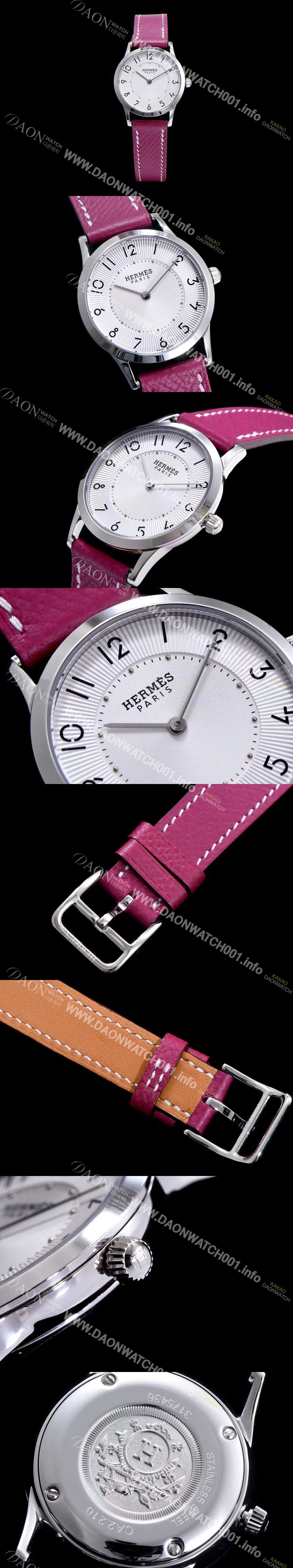레플리카 [에르메스] 남성용 슬림 데르메스 W041733WW00 화이트 다이얼 춰츠 무브먼트 HEM4200