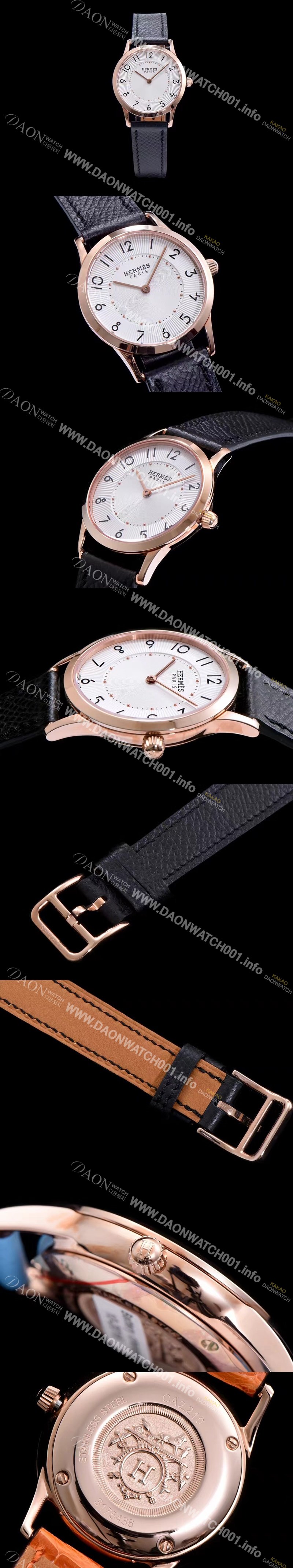 레플리카 [에르메스] 남성용 슬림 데르메스 W041767WW00 화이트 다이얼 춰츠 무브먼트 HEM4205