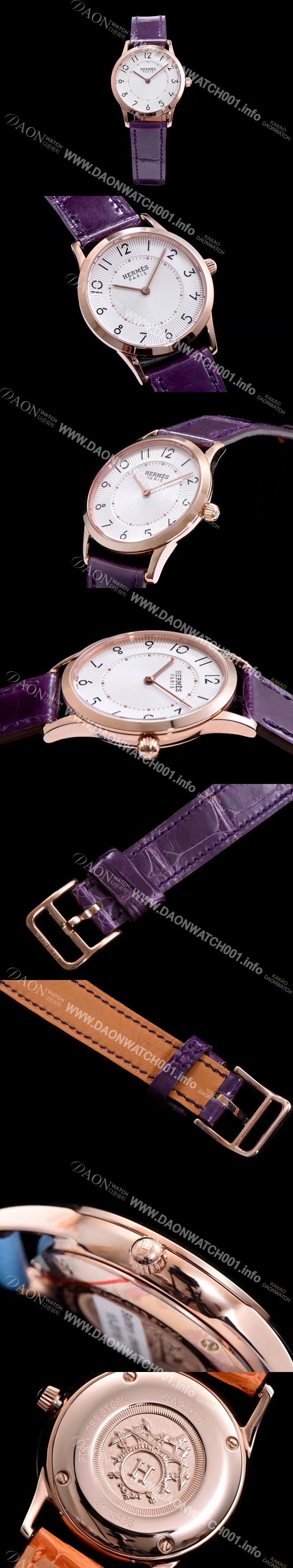 레플리카 [에르메스] 남성용 슬림 데르메스 W041767WW00 화이트 다이얼 춰츠 무브먼트 HEM4201