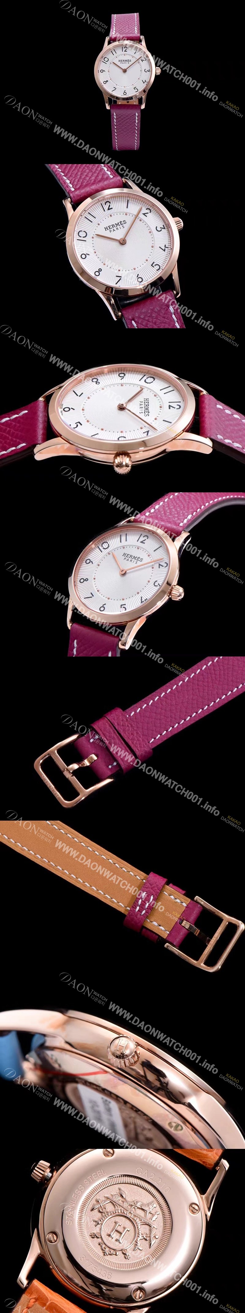 레플리카 [에르메스] 남성용 슬림 데르메스 W041767WW00 화이트 다이얼 춰츠 무브먼트 HEM4200