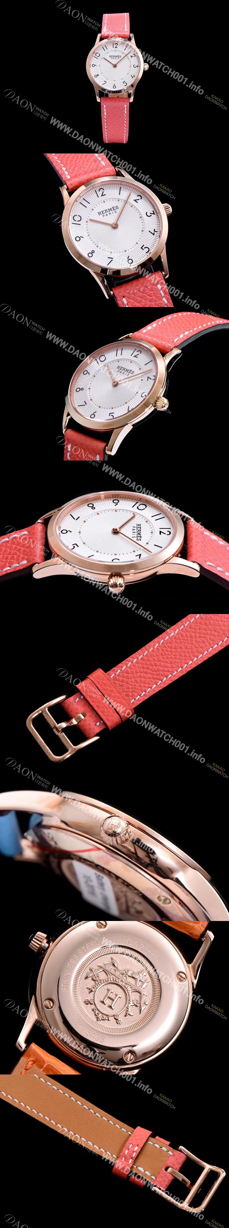 레플리카 [에르메스] 남성용 슬림 데르메스 W041767WW00 화이트 다이얼 춰츠 무브먼트 HEM4240