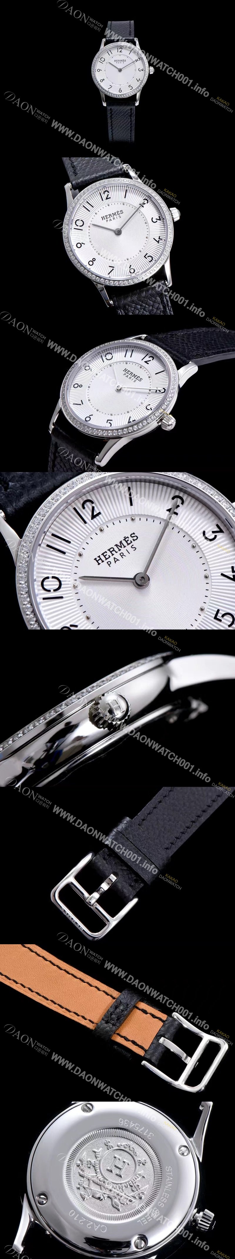 레플리카 [에르메스] 남성용 슬림 데르메스 W041703WW00 화이트 다이얼 춰츠 무브먼트 HEM4244