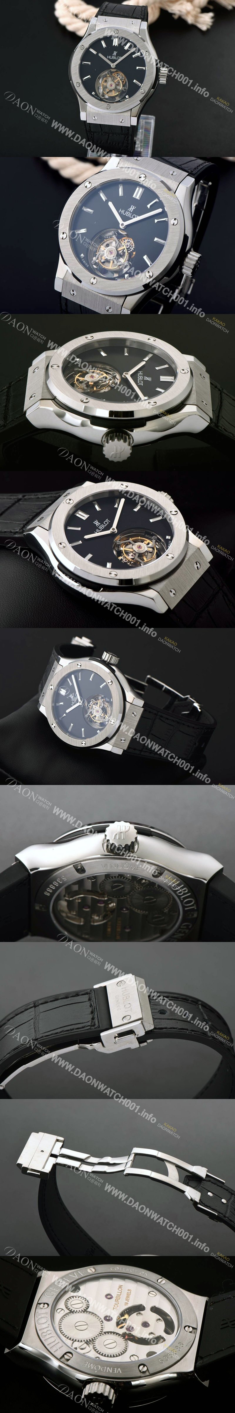 레플리카 [휴블렛] 남성용 솔로 뱅 투어빌론 블랙 다이얼/세라믹 베젤 hub1057