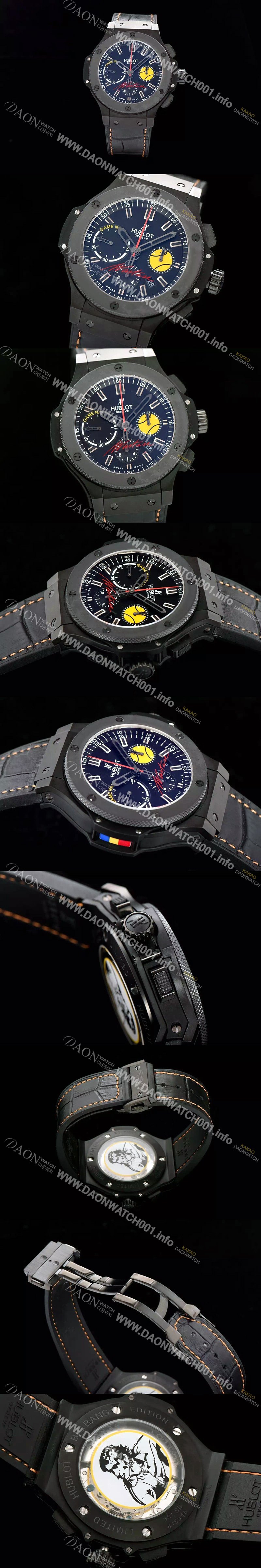 레플리카 [휴블렛] 남성용 빅뱅 44mm 특별각인 한정판 블랙다이얼 HUB4212