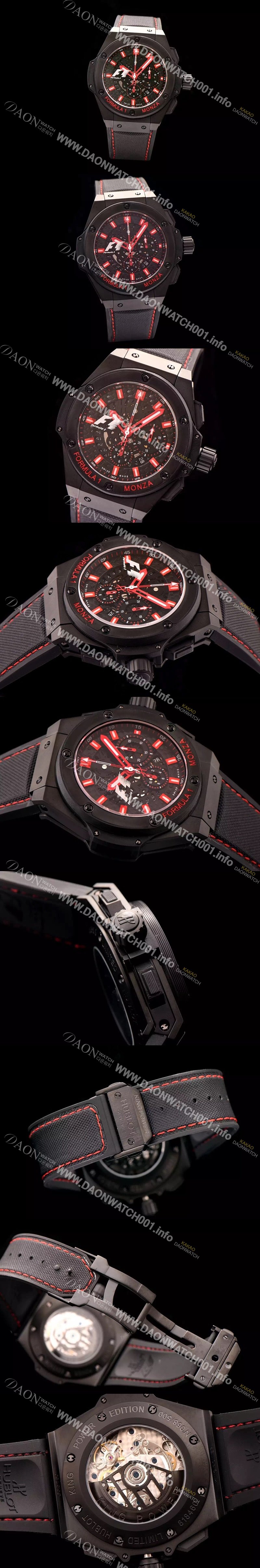 레플리카 [휴블렛] 남성용 빅뱅 킹파워 포뮬러 F1 48mm 버전 블랙다이얼 HUB0424