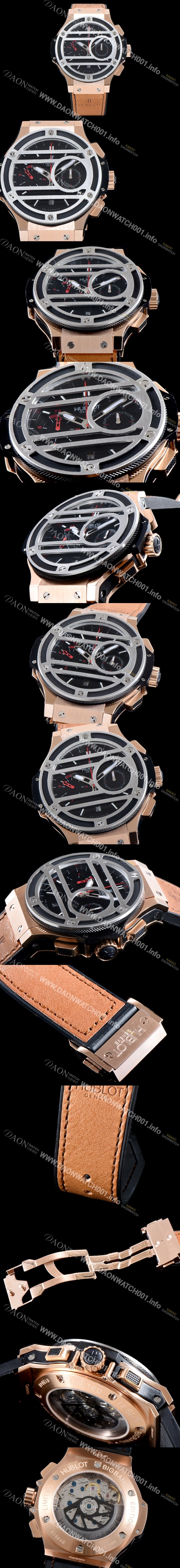 레플리카 [휴블렛] 남성용 빅뱅 처커뱅 317.NM.1137.VR 그리드 모양 다이얼 커버 100% 티타늄 18k 로즈골드 크로노그래프 ETA-7750B 오토매틱 무브먼트 HUB0244