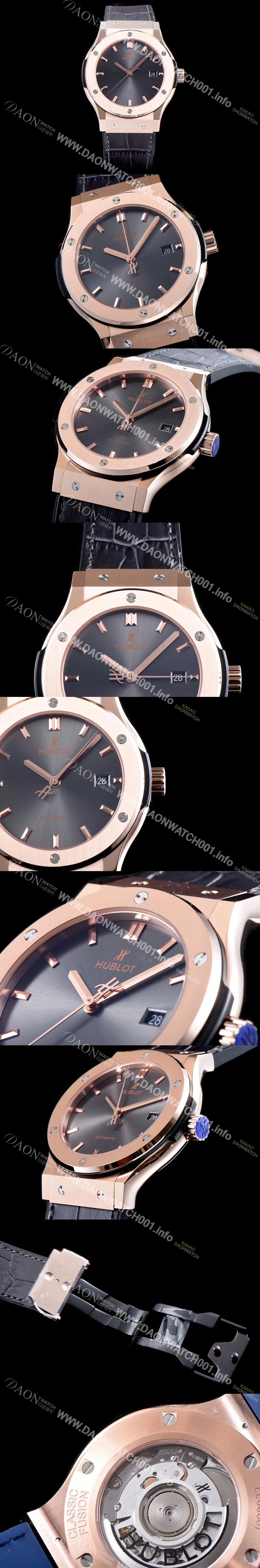 레플리카 [휴블렛] 남성용 클레식 퓨전 511.OX.7180.LR 데일리워치 심플하고 클래식한 타입!! 그레이 썬더스트 다이얼 블랙 레더스트랩 오토매틱 무브먼트 HUB0241