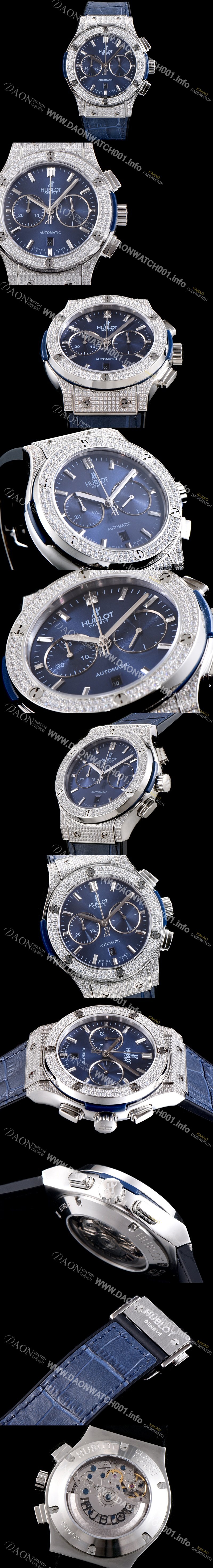 레플리카 [휴블렛] 남성용 클레식 퓨전 521.NX.1171.LR.1104 최상급 쥬얼 다이아몬드 세팅 크로노그래프 블루 다이얼 오토매틱 무브먼트 HUB0201