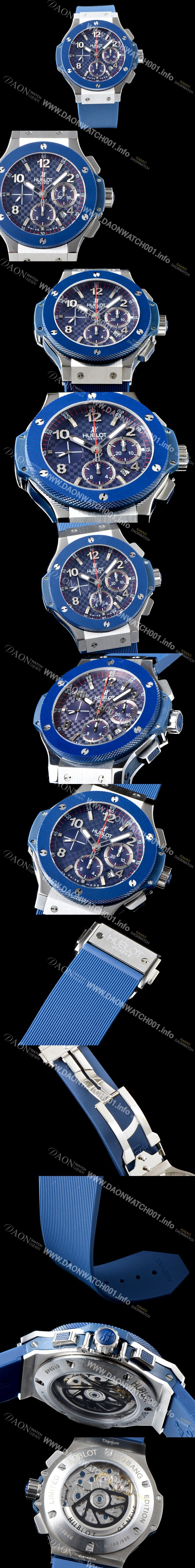 레플리카 [휴블렛] 남성용 New pgrade!!빅뱅 342.SB.131.RX 블루 세라믹 베젤 크로노그래프 44MM 블루 카본 피버 다이얼 수정형 ETA 7750 오토매틱 무브먼트 HUB0230