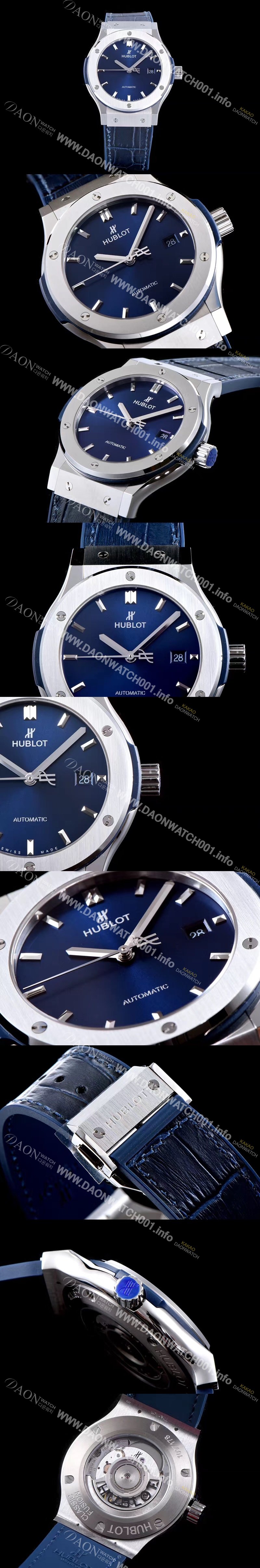 레플리카 [휴블렛] 남성용 NEW 클레식 퓨전 511.NX.7170.LR 논그로노형 33MM 블루 다이얼 오토매틱 무브먼트 HUB0203