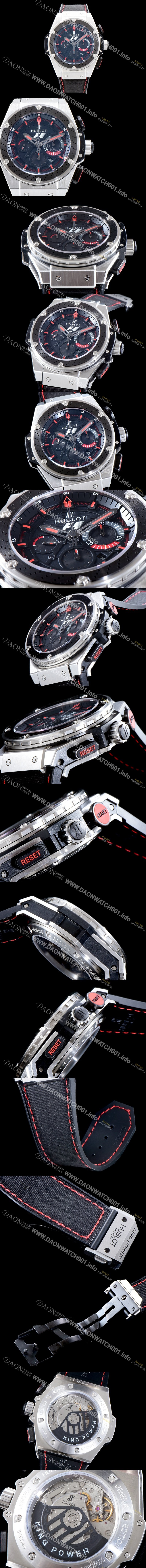 레플리카 [휴블렛] 남성용 빅뱅 킹파워 F1 신제품 업데이트!! 703.ZM.1123.NR.FMO10 지르코늄 48MM 리미티드 에디션 크로노그래프 블랙 메트 다이얼 오토매틱 무브먼트 HUB0212