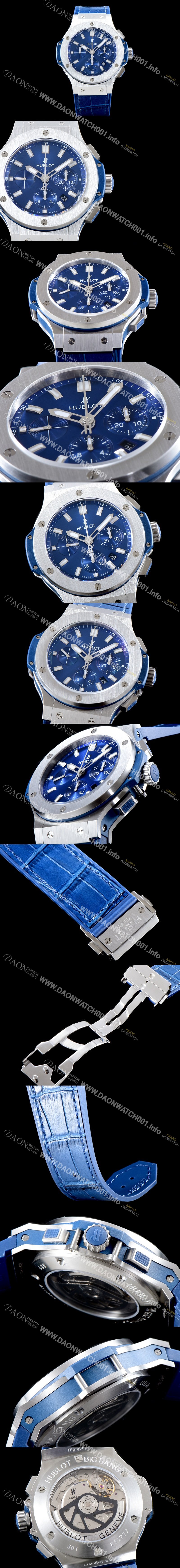 레플리카 [휴블렛] 남성용 신제품 빅뱅 301.SX.7170.LR 44 스틸 블루 에디션!! 44MM 크로노그래프 선레이 새틴-피니시 블루 다이얼 Caliber HUB 4100 타입 무브먼트 HUB0210